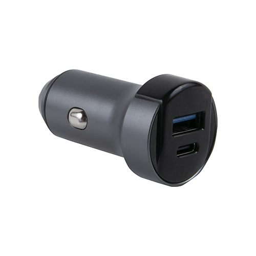 Автомобильное зарядное устройство Red Line Tech USB (QС 3.0 18W) и Type-C (PD 18W) (модель АС-19) 3A серый