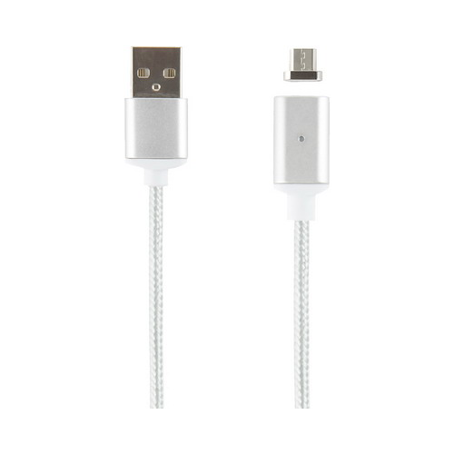Кабель магнитный Red Line USB-micro USB нейлоновая оплетка серебристый