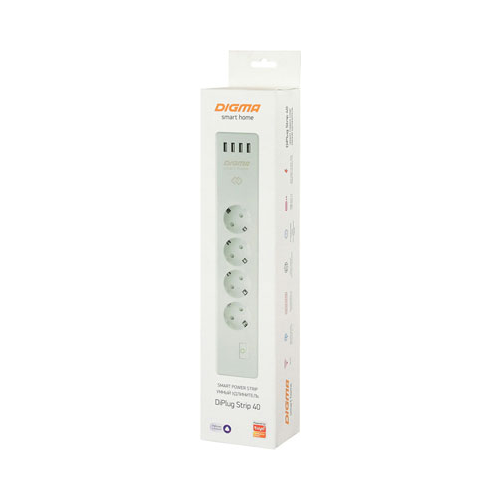 Умный сетевой фильтр Digma DiPlug Strip 40 белый