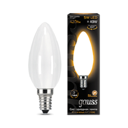 Лампа GAUSS Filament Свеча OPAL E 14 5W 2700К 103201105