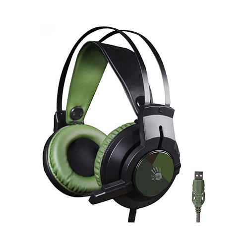 Аудио гарнитура игровая проводная A4Tech Bloody J450 черный/зеленый