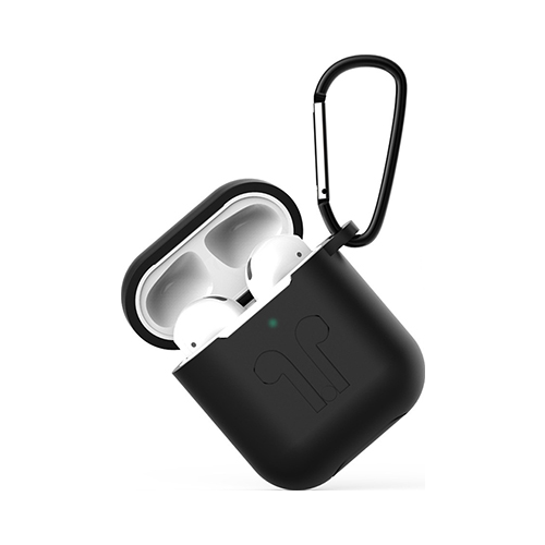 Чехол Eva для наушников Apple AirPods 1/2 с карабином - Черный (CBAP01B)