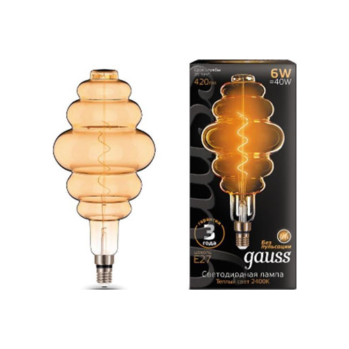 Лампа GAUSS LED Vintage Filament Flexible BD200 6W E27 200*410mm Amber 2400K