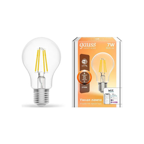 Светодиодная лампа GAUSS филаментная Smart Home DIM E27 A60 7 Вт
