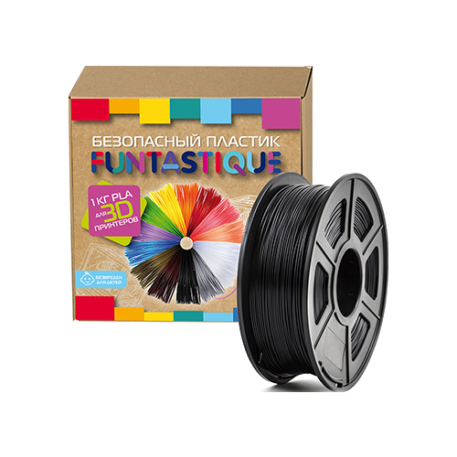 PLA-пластик в катушке Funtastique PLA-1KG-BK 1.75 мм 1 кг (Черный)