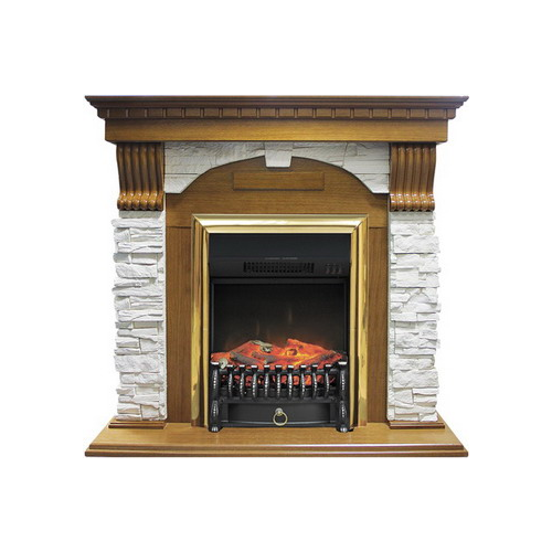 Каминокомплект Royal Flame Dublin арочный сланец белый с очагом Fobos BR (дуб)