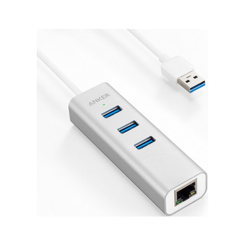 Разветвитель USB ANKER 3-Port USB 3.0 Aluminum HUB with 10/100/1000 Gigabit Ethernet Converter