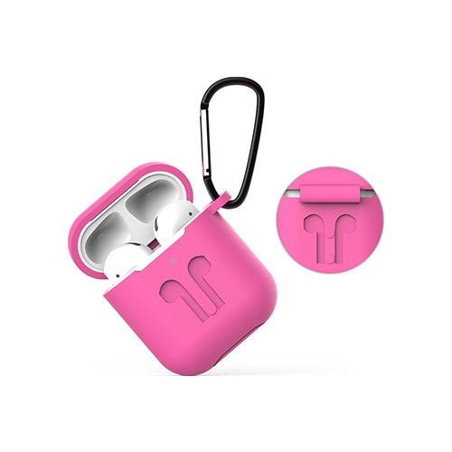 Чехол Eva для наушников Apple AirPods 1/2 с карабином - Фуксия (CBAP01FC)