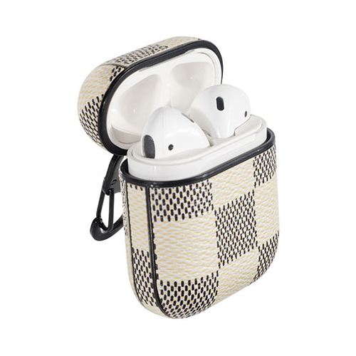 Чехол для наушников Eva Apple AirPods 1/2 с карабином - Серый/Белый (CBAP14WG)