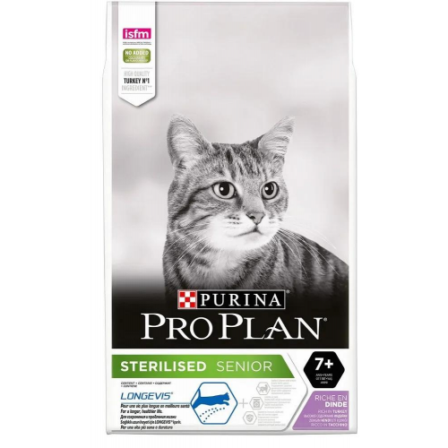 Сухой корм ProPlan для стерилизованных кошек старше 7 лет, индейка, 10кг