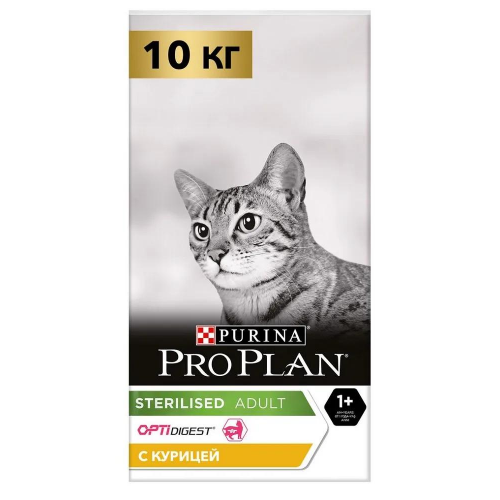 Сухой корм ProPlan для стерилизованных кошек и кастрированных котов, с высоким содержанием курицы, 10кг