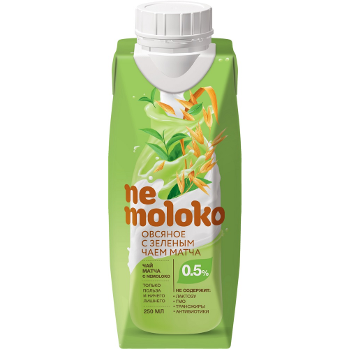 Напиток овсяный Nemoloko с зеленым чаем матча 0,5%, 0,25л