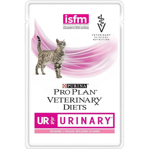 Влажный корм Purina Pro Plan Veterinary Diets UR для кошек, при болезнях нижних отделов мочевыводящих путей, с лососем, 85гр