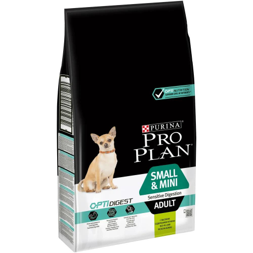 Сухой корм Pro Plan для взрослых собак мелких и карликовых пород с чувствительным пищеварением, ягненок и рис, 7кг