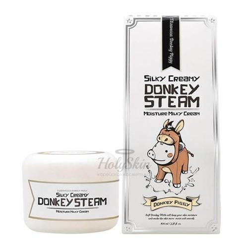 Крем для лица с ослиным молоком Elizavecca Silky Creamy Donkey Steam Moisture Milky Cream