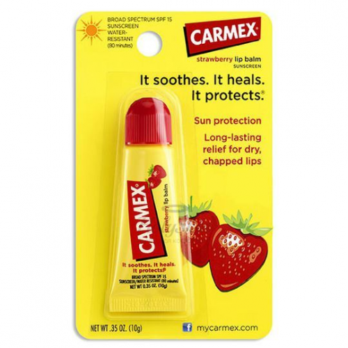 Бальзам для губ с ароматом клубники Carmex Lip Balm Strawberry Tube 10g