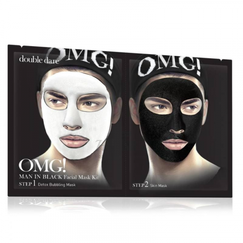 Маска мужская двухкомпонентная Детокс Double Dare OMG! Man In Black Facial Mask Kit