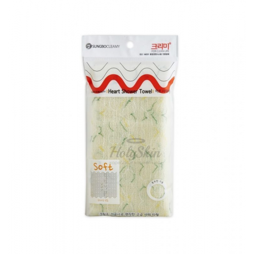 Мочалка средней жесткости Sungbo Cleamy Clean And Beauty Heart Shower Towel (28х100)