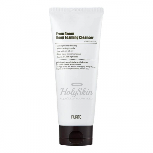 Слабокислотная пенка с центеллой и зеленым чаем PURITO From Green Deep Foaming Cleanser
