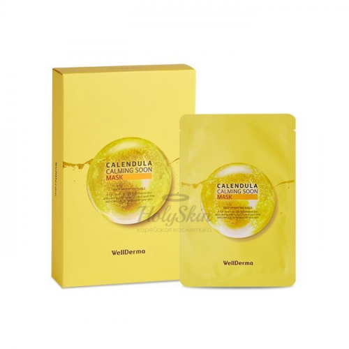 Успокаивающая тканевая маска с экстрактом календулы WellDerma Calendula Calming Soon Mask