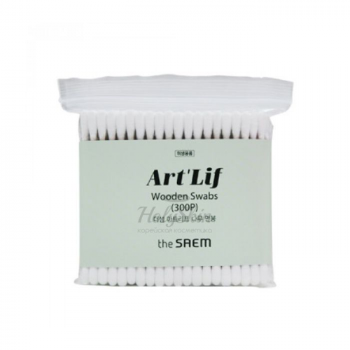 Палочки ватные с деревянным стержнем 300 шт The Saem Art'Lif Wooden Swabs