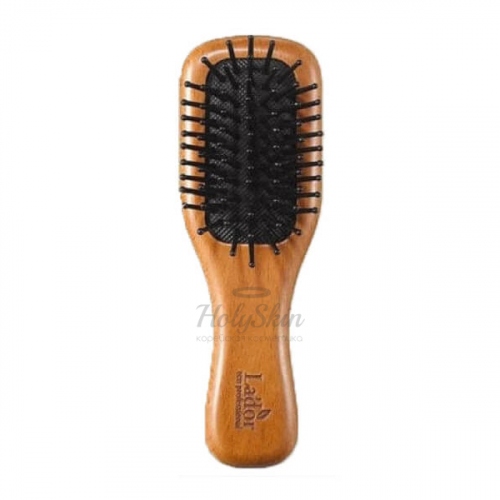 Массажная расческа для волос с деревянной ручкой La'dor Mini Wooden Paddle Brush