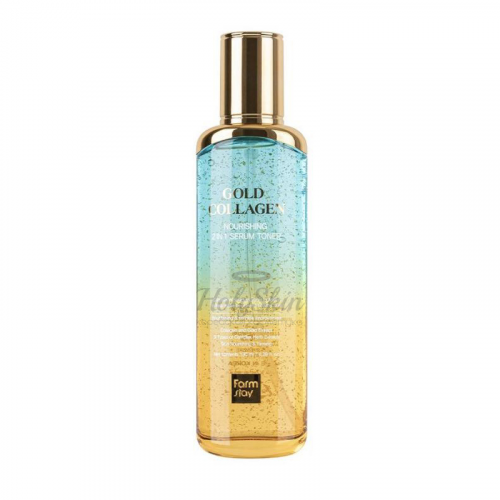 Тонер-сыворотка для лица с коллагеном и золотом Farmstay Gold Collagen Nourishing 2 In 1 Serum Toner