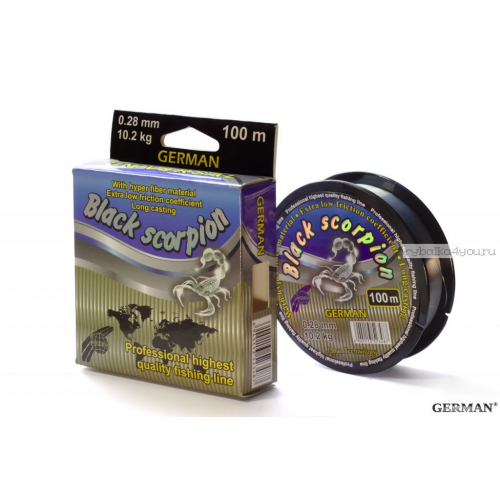 Леска монофильная German Black Scorpion 100 м (Диаметр/разрывная нагрузка: 0,16мм/2,7кг)