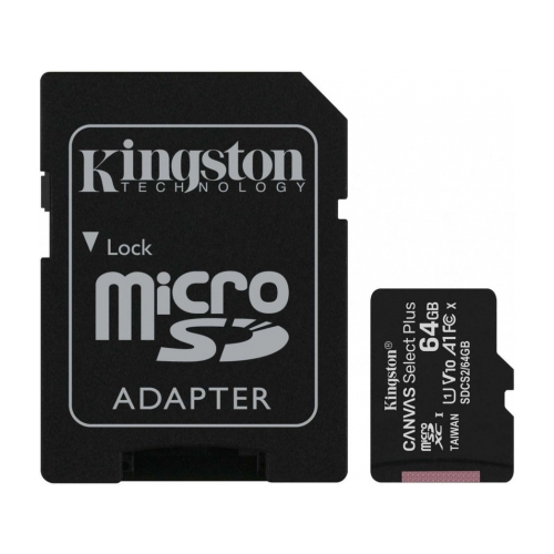 Карта памяти Kingston MicroSDHC 64Gb SecureDigital Class 10 UHS-I, SD adapter SDCS2/64GB