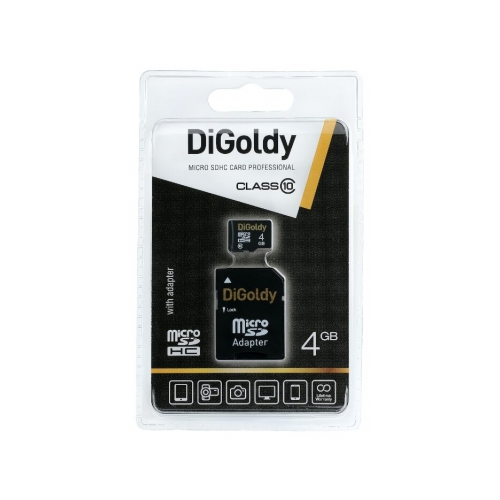 Карта памяти DiGoldy 4GB microSDHC Class10 + адаптер SD