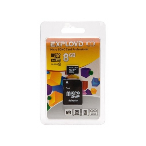 Карта памяти EXPLOYD microSDHC Class 10 8GB с SD adapter