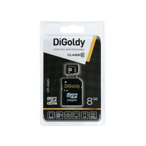 Карта памяти DiGoldy 8GB microSDHC Class10 + адаптер