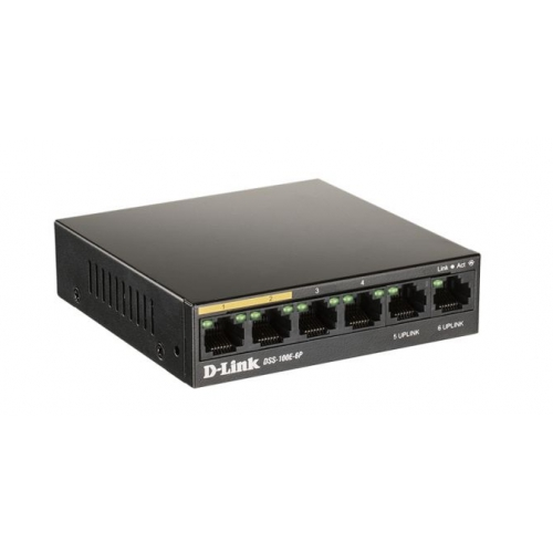 Коммутатор (switch) D-link DSS-100E-6P/A1A , 6x100Mb
