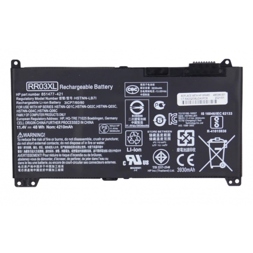 Аккумулятор для ноутбука HP (851610-855) ASSY-BATT 3C 48WH 4.21AH LI RR03048XL-PR