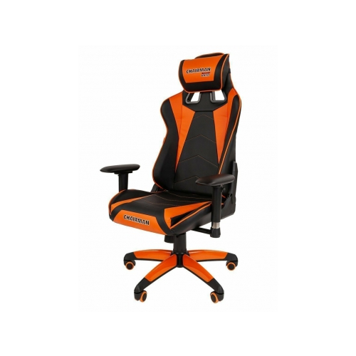 Игровое компьютерное кресло Chairman game 44, экокожа, черный/оранжевый 7073779