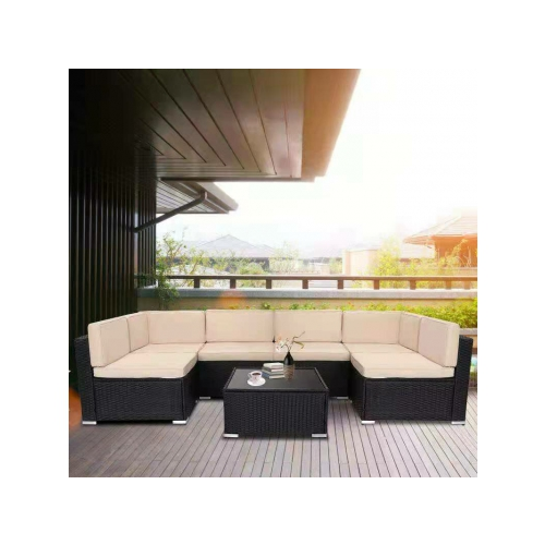 Комплект садовой мебели Afina-mebel YR822 Black/Beige плетеный модульный YR822_Black/Beige