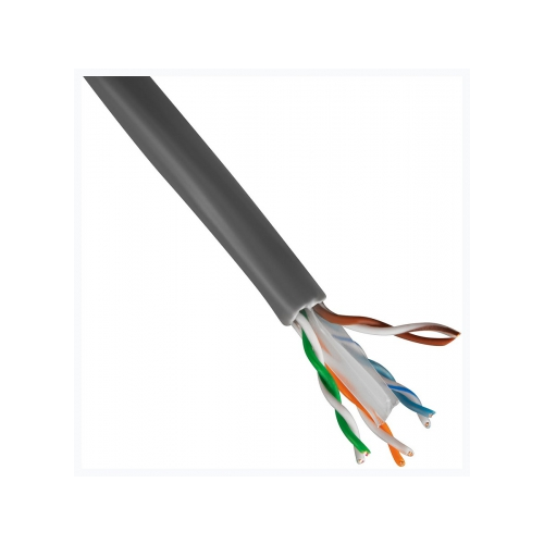 Кабель нарезной витая пара BURO BU-CCA-052-CAT6 UTP 4 пары cat6 solid 0.52мм CCA 305м серый