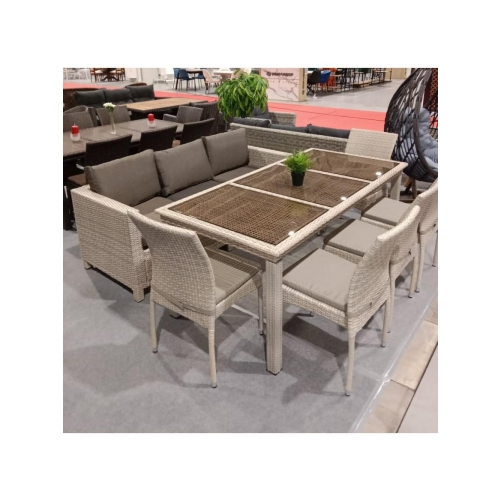 Комплект садовой мебели Afina T365/S65/Y380C-W85 8PCS, Латте T365/S65/Y380C-W85 8PCS Latte