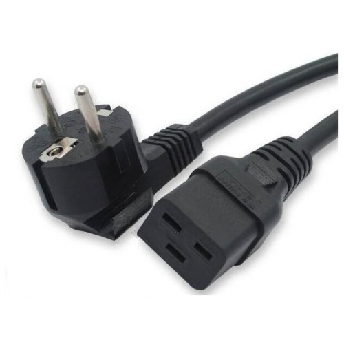 Кабель электропитания компьютерный Hyperline PWC-IEC19-SHM-5.0-B (Schuko+C19) (3x1.5), 16A, угловая вилка, 5м PWC-IEC19-SHM-5.0-BK