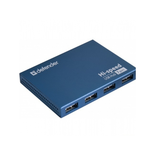 USB-концентратор Defender SEPTIMA SLIM USB2.0 - 7 портов, + блок питания DC 5В...2А, + кабель USB 2.0 A 83505