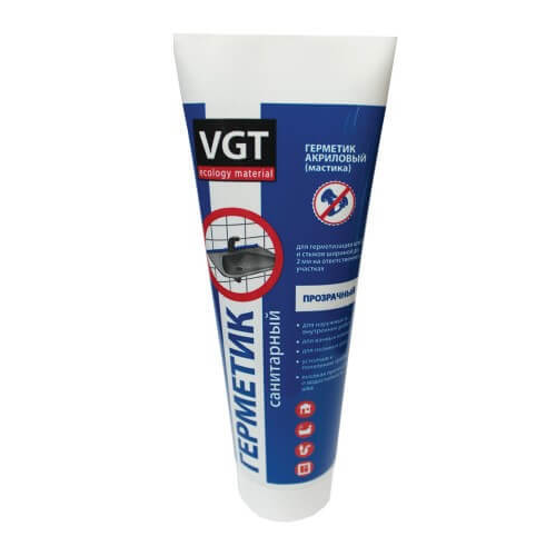 Герметик акриловый для ванной, санитарный бесцветный VGT / ВГТ