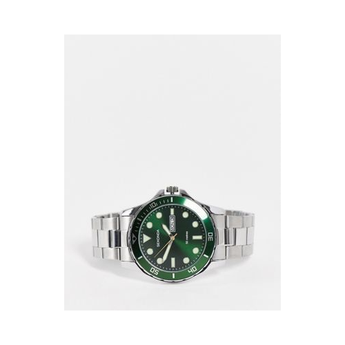 Мужские часы-браслет с зеленым циферблатом Sekonda Серебристый