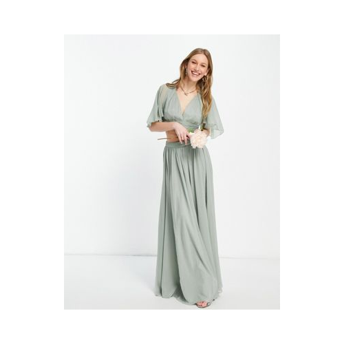 Мягкая юбка макси от комплекта ASOS DESIGN Bridesmaid-Зеленый цвет