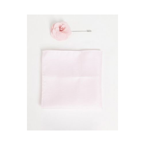 Набор нежно-розового цвета из однотонного платка для нагрудного кармана и булавки на лацкан French Connection-Розовый
