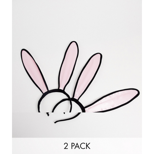 Набор из 2 черных ободков на голову с ушами кролика ASOS DESIGN Разноцветный