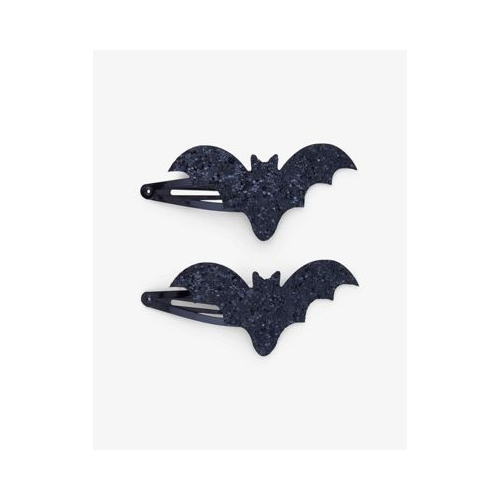 Набор из 2 блестящих черных заколок для волос в виде летучих мышей Pieces Halloween-Черный цвет