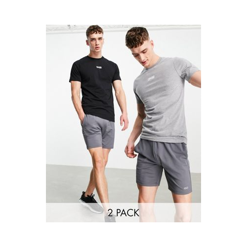 Набор из 2 футболок черного и серого меланжевого цвета Gym 365 Разноцветный