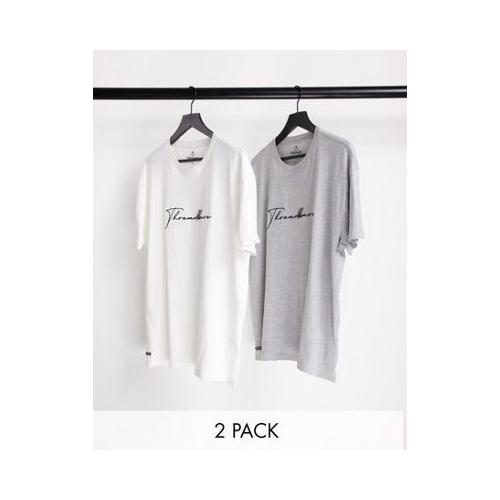 Набор из 2 футболок для дома с логотипом-подписью серого и белого цветов Threadbare