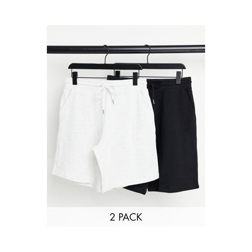 Набор из 2 oversized-шорт из джерси черной и белой меланжевой расцветки ASOS DESIGN Многоцветный