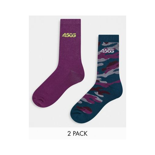 Набор из 2 пар носков стандартной длины с камуфляжным принтом ASOS 4505 Разноцветный